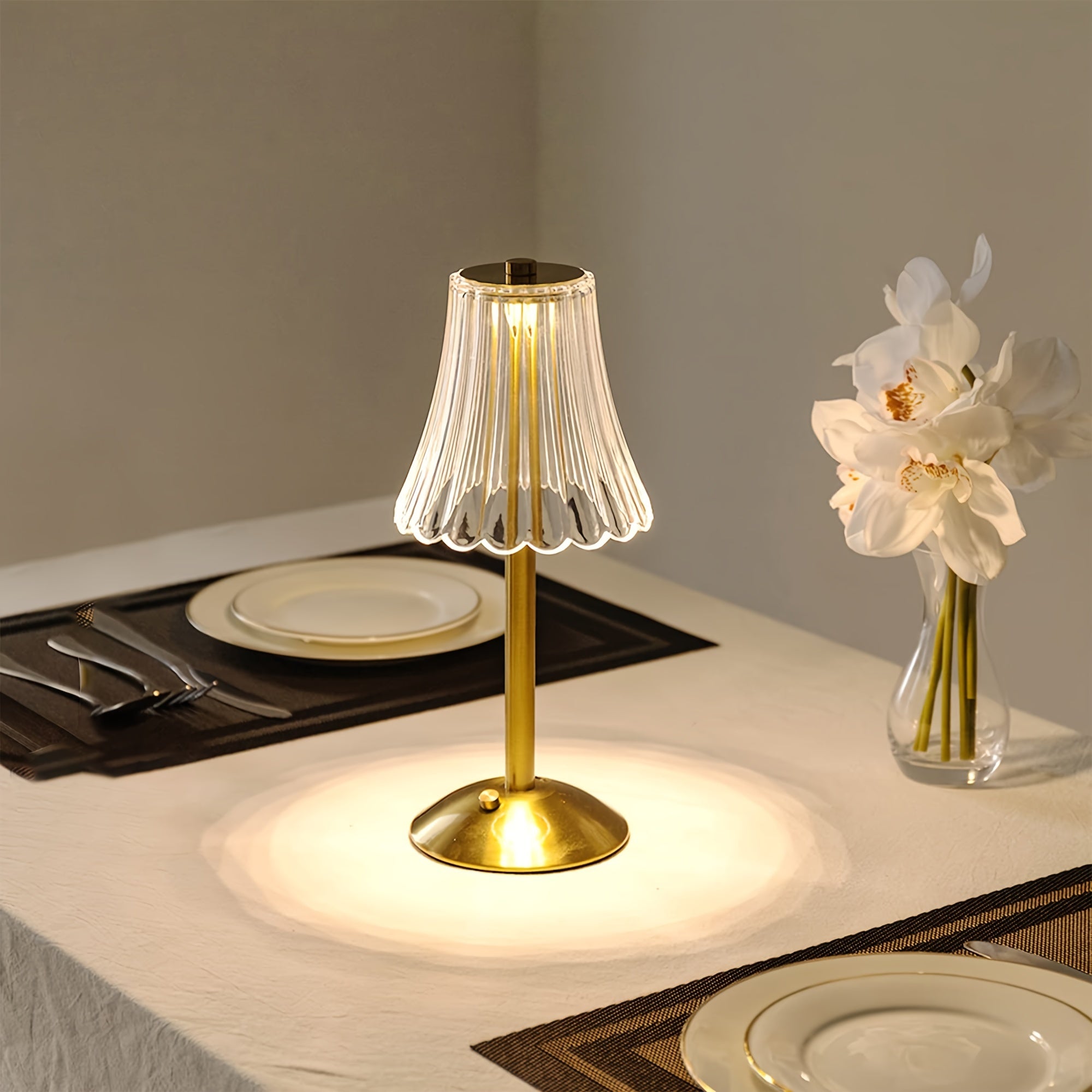 Luminária de Mesa Tricolor LED Cristal Touch