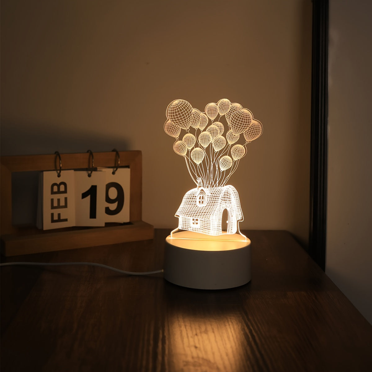 Luminária LED 3D Casa de Balões