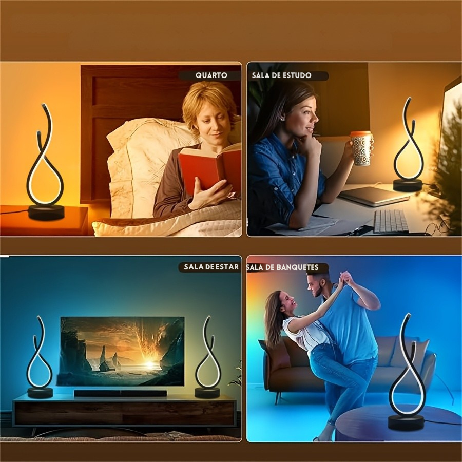 Luminária de Mesa LED 3 Cores com Intensidade Ajustável