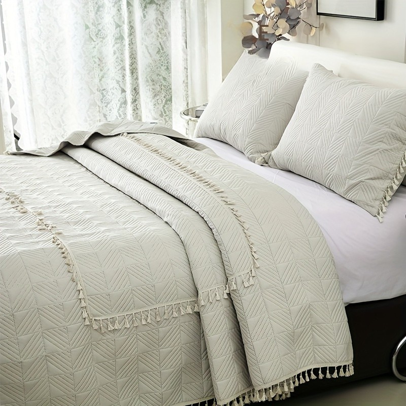 Cobre-Leito Quadrado com Tassel Macio
