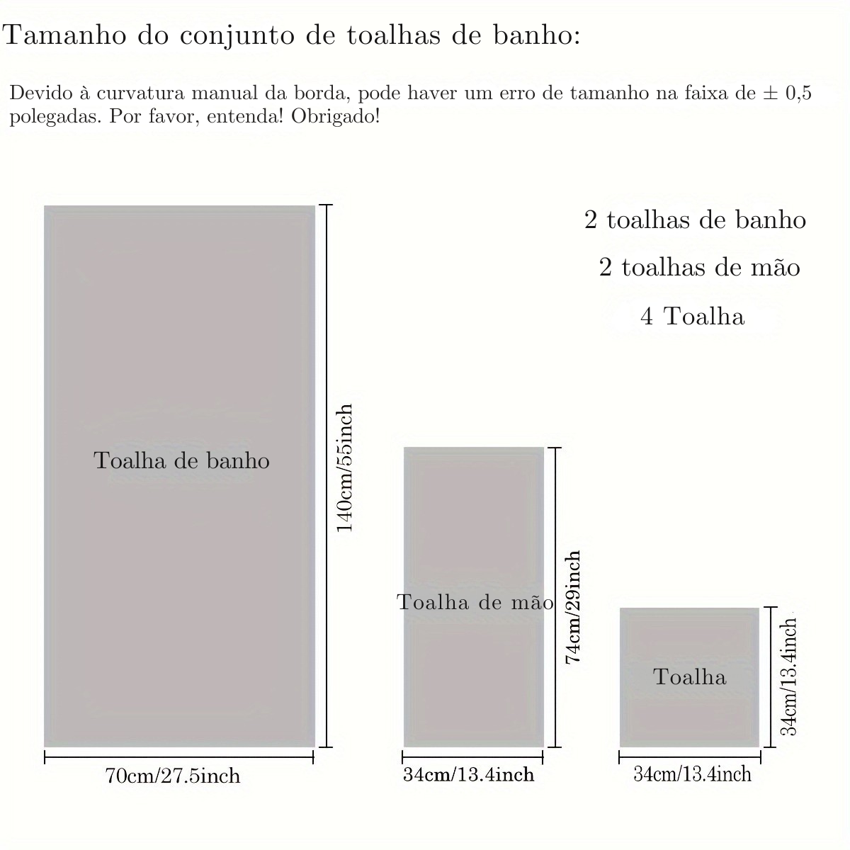Jogo de Toalhas Luxo JadeRuyi 100% Algodão