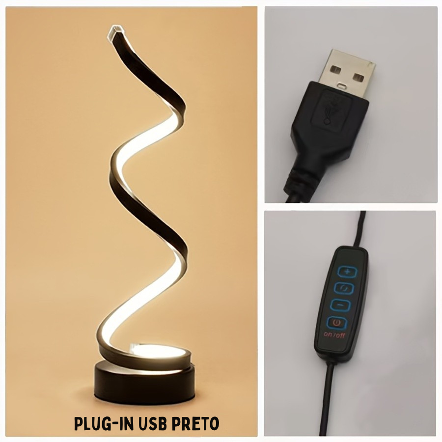Luminária de Mesa LED Espiral Moderna Dimerizável
