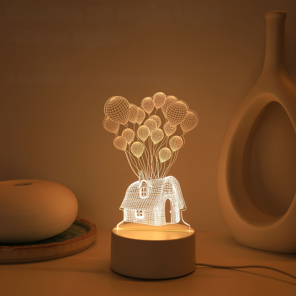 Luminária LED 3D Casa de Balões