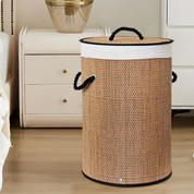 Cesto Dobrável de Bambu com Tampa Compacta