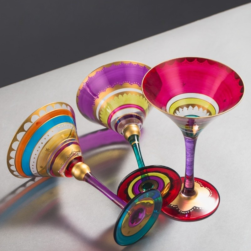 Taça de Martini Pintada à Mão Cristal Clássico e Retro