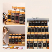 Kit Elegance Porta-Temperos com Tampa de Bambu em Vidro 15/24/36 unid.