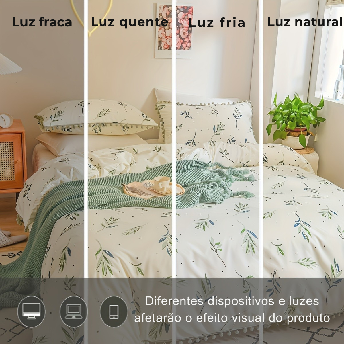 Jogo de Cama Floral com Pompons Delicados