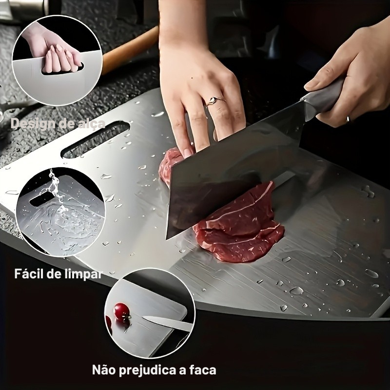 Tábua de Corte de Aço Inoxidável Dupla Face