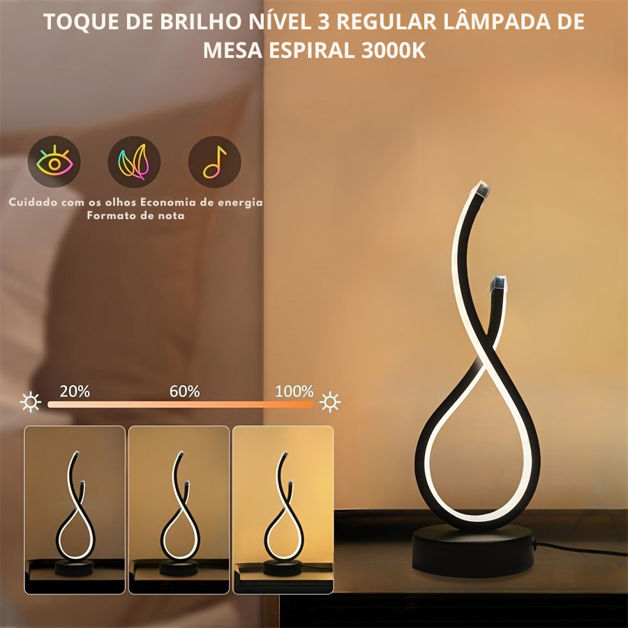 Luminária de Mesa LED 3 Cores com Intensidade Ajustável