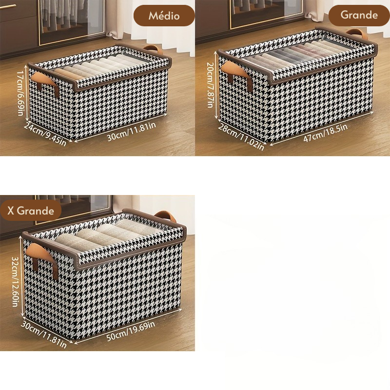 Caixa Organizadora Clássica Dobrável Houndstooth