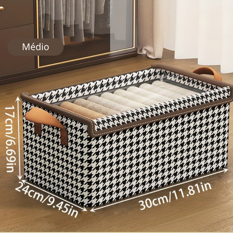 Caixa Organizadora Clássica Dobrável Houndstooth