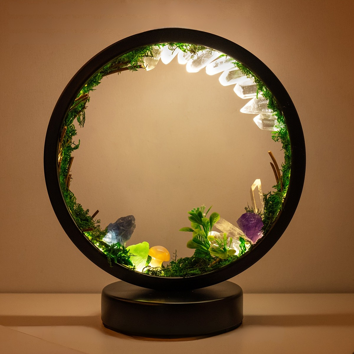 Luminária LED Recarrregável com Cristal Natural