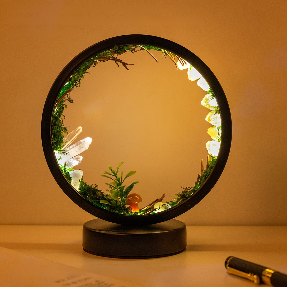 Luminária LED Recarrregável com Cristal Natural
