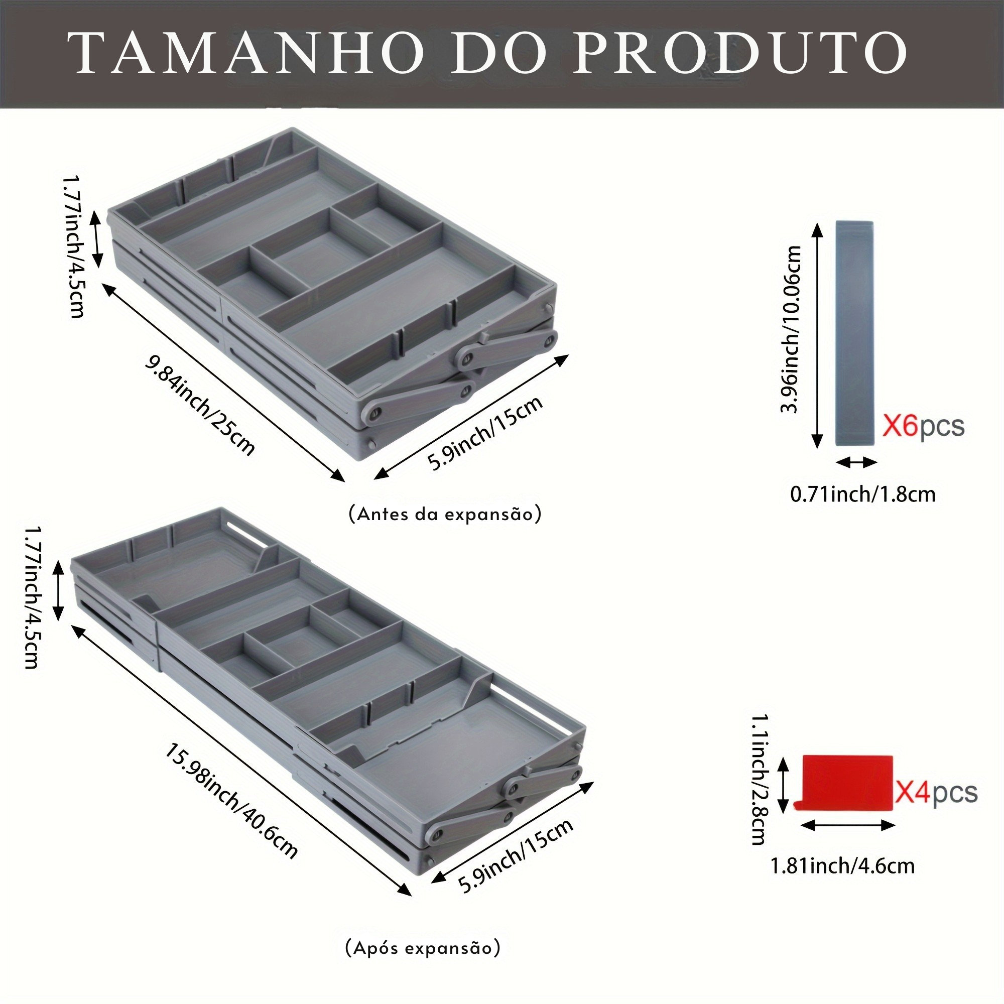 Organizador Dobrável de Gaveta Expansível Multiuso