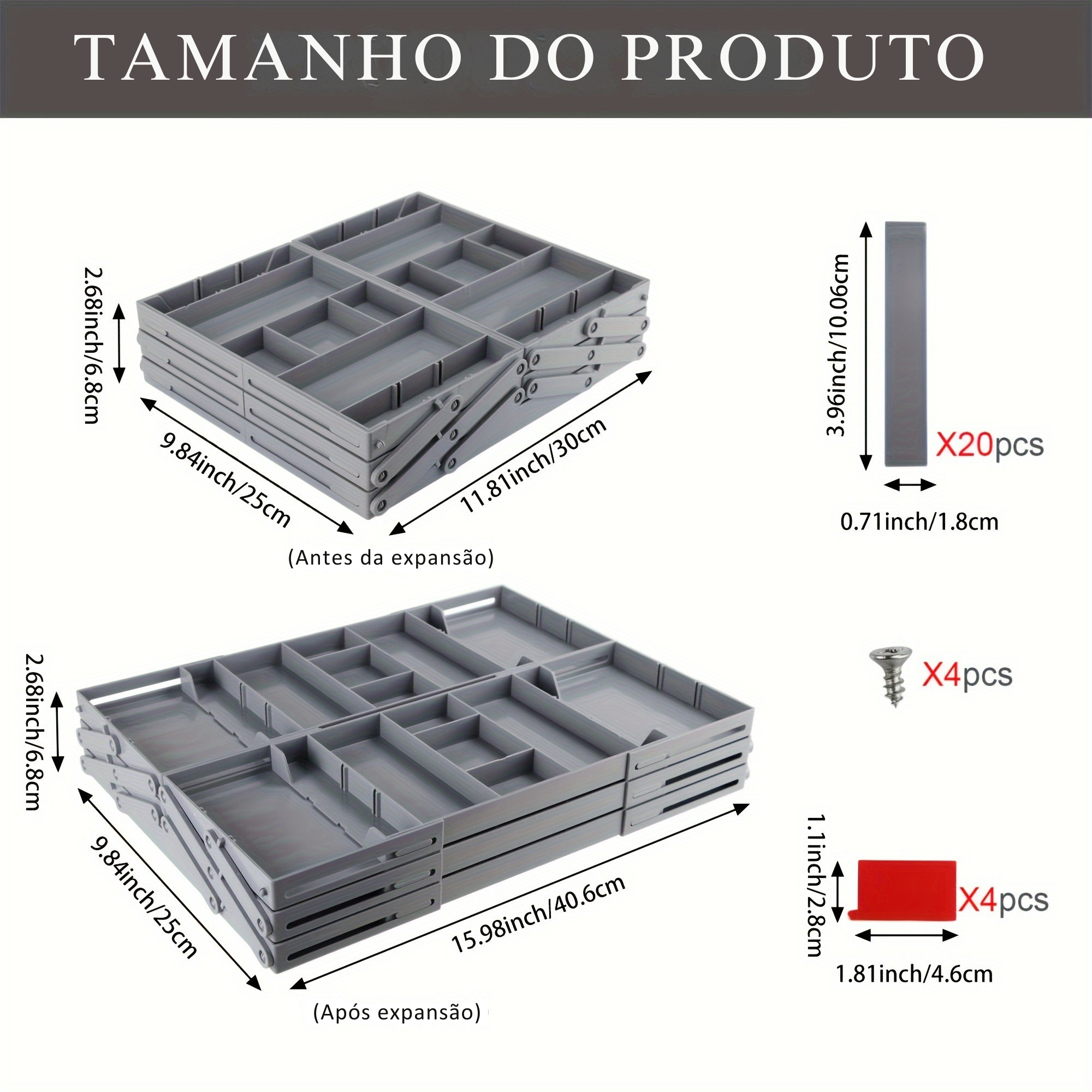 Organizador Dobrável de Gaveta Expansível Multiuso