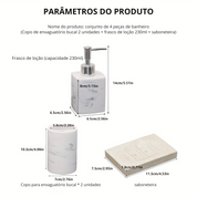 Kit 4x Luxo Mármore Dispensers