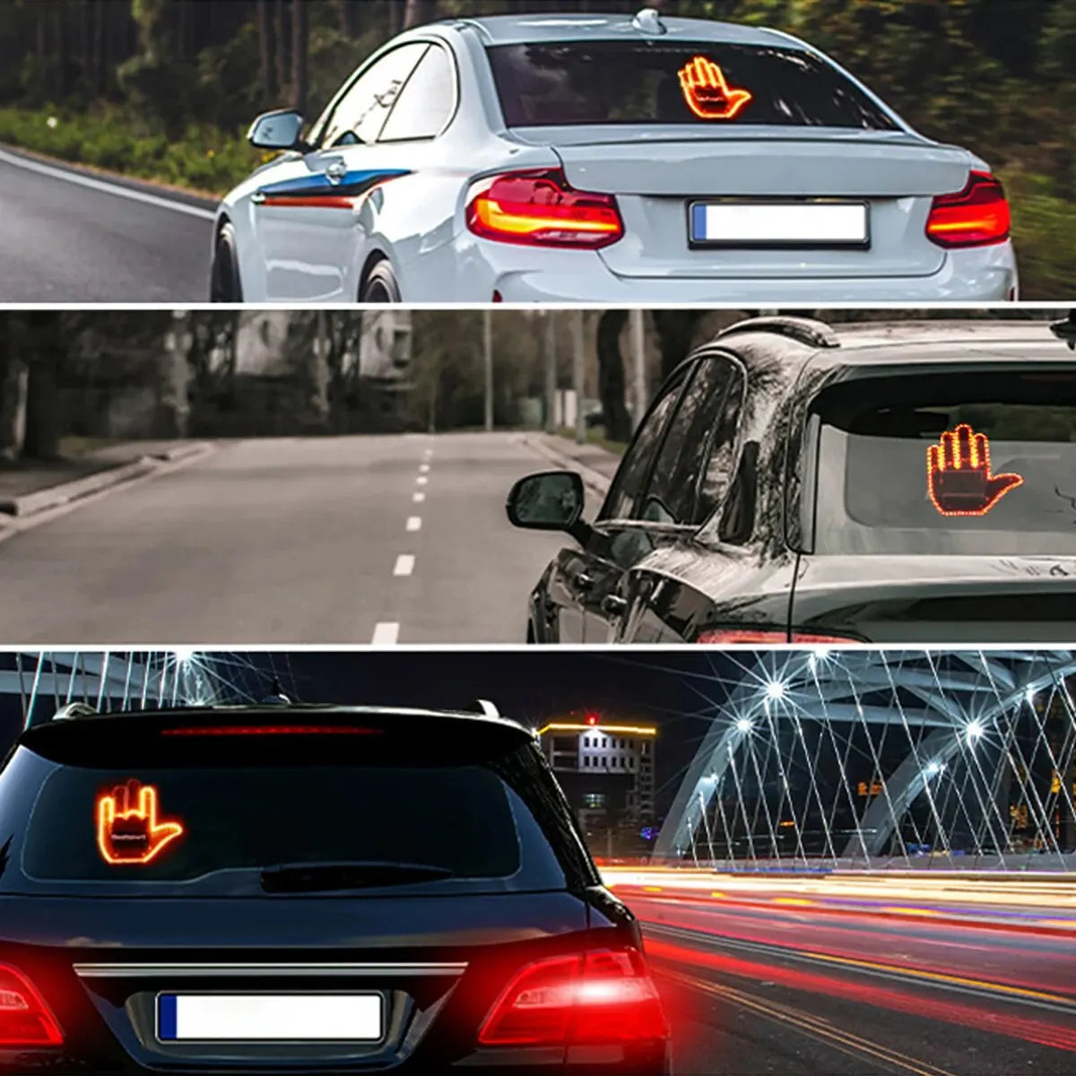 1 Set Car Finger Light with Remote Control Cool Funny Car Interior Light Finger Up LED Middle Finger Hand Lamp Car Accessories