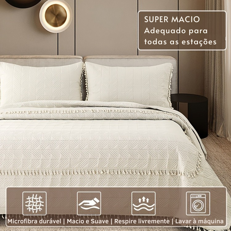 Cobre-Leito Quadrado com Tassel Macio