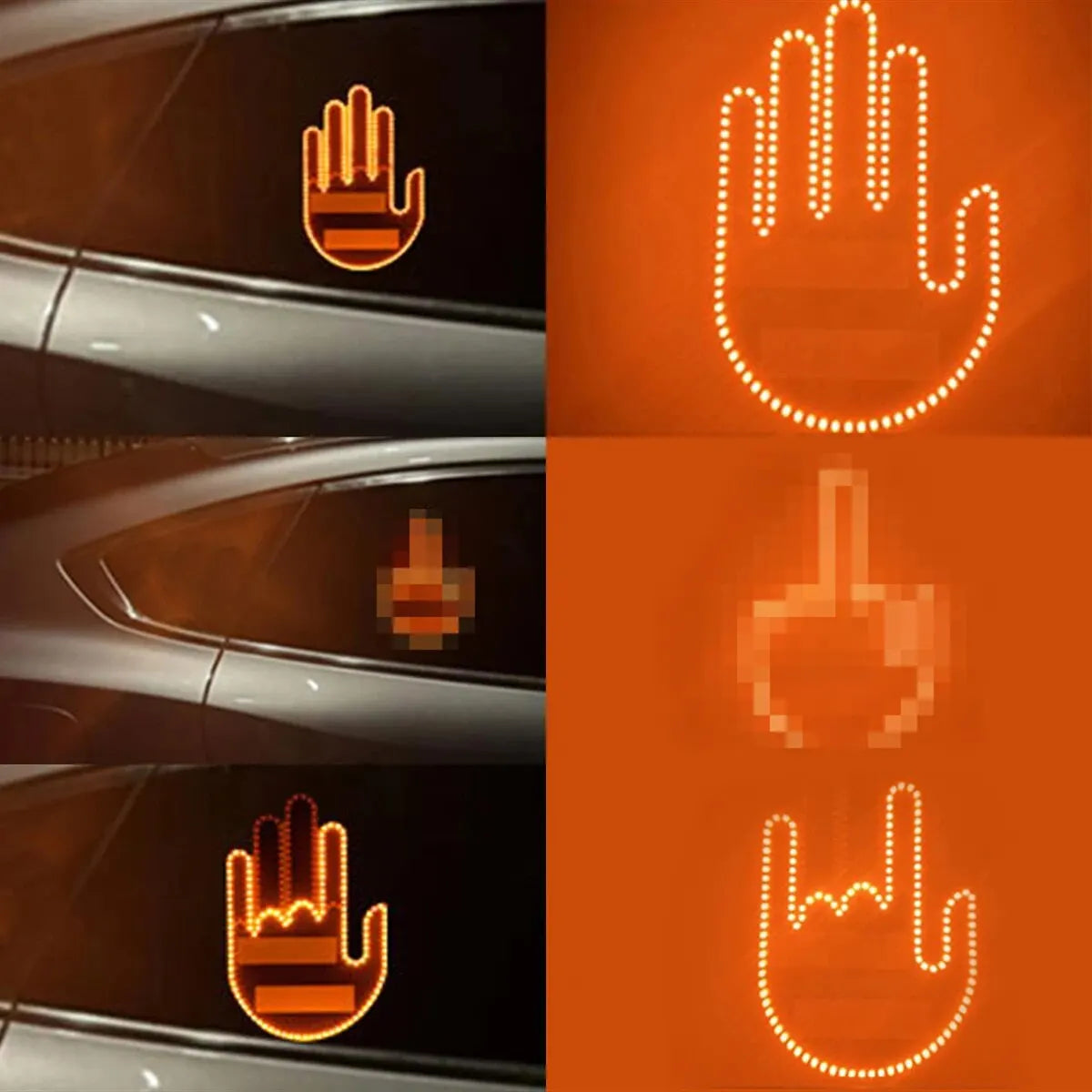 1 Set Car Finger Light with Remote Control Cool Funny Car Interior Light Finger Up LED Middle Finger Hand Lamp Car Accessories