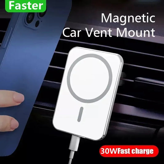 30W Magnetic Car Wireless Charger For iPhone 12 13 14 15 Pro Max Mini Macsafe Car Phone Holder Stand Mount Fast Charging Station