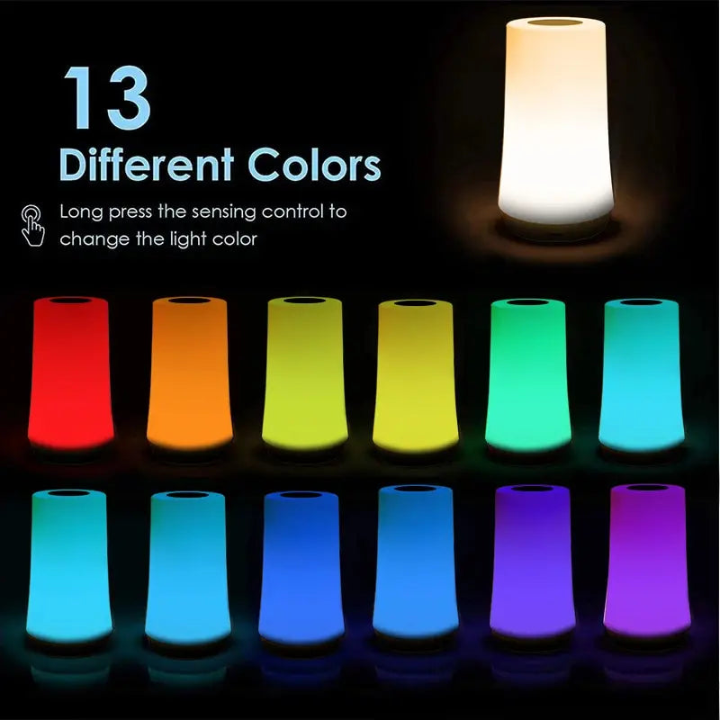 13 Color Changing Night Light Remote Control Touch USB Rechargeable RGB Night Lamp Dimmable Lamp Portable Table Bedside Lamp
