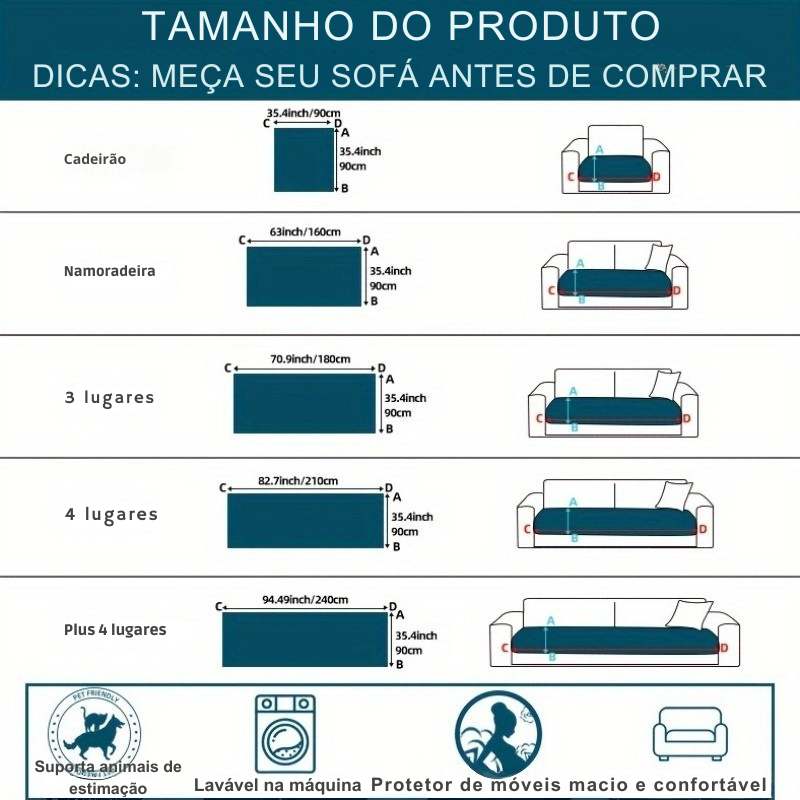 Capa de Sofá Clássica em Chenille com Franjas