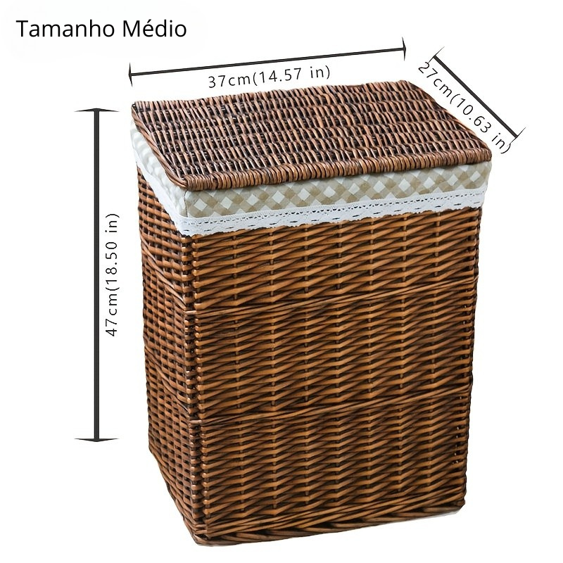Cesto Vintage com Tampa e Trama Floral