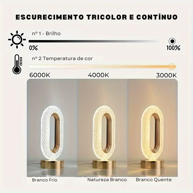 Luminária de Mesa Oval Luxuosa