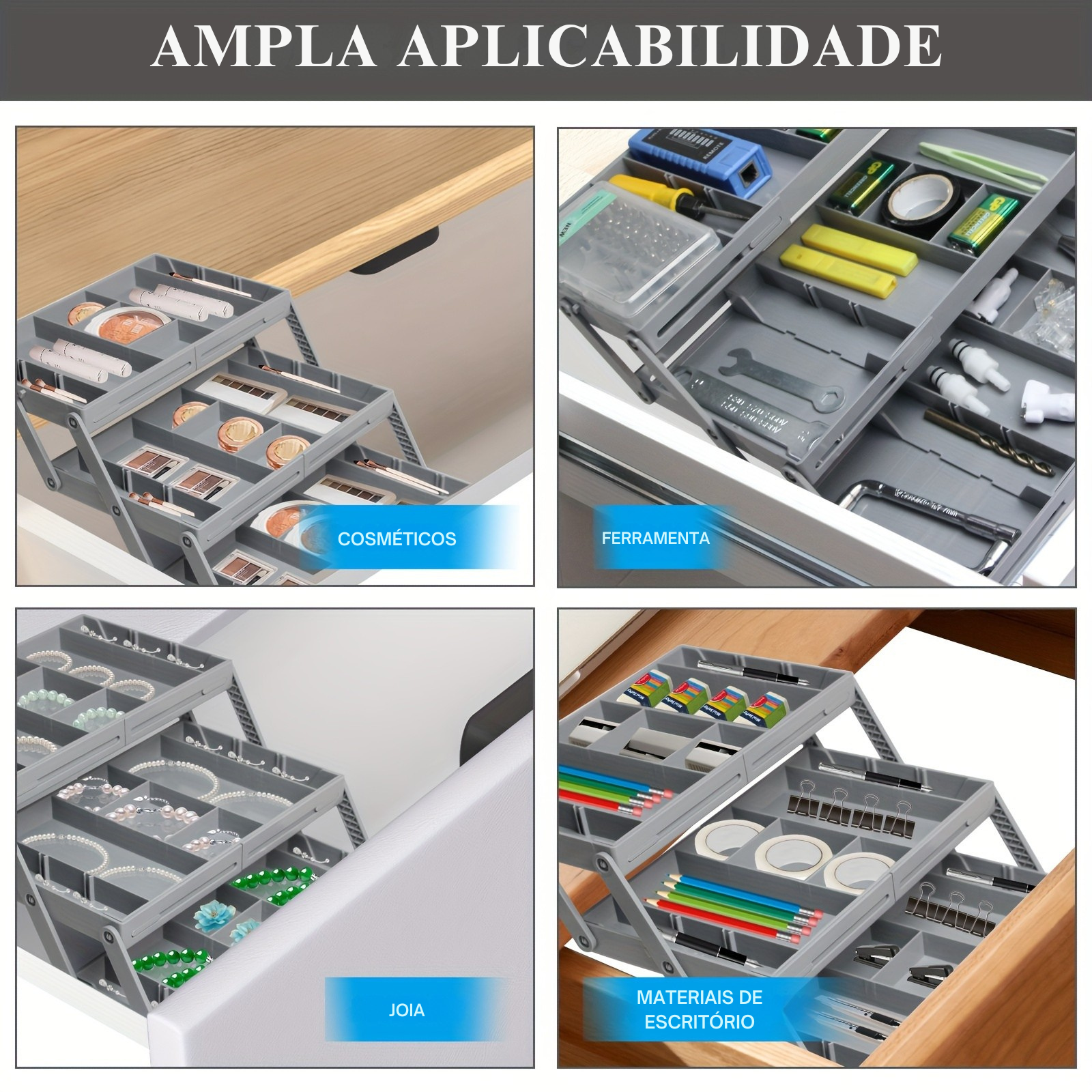Organizador Dobrável de Gaveta Expansível Multiuso