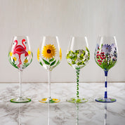 Taça de Cristal Elegante Design Exclusivo Pintada à Mão