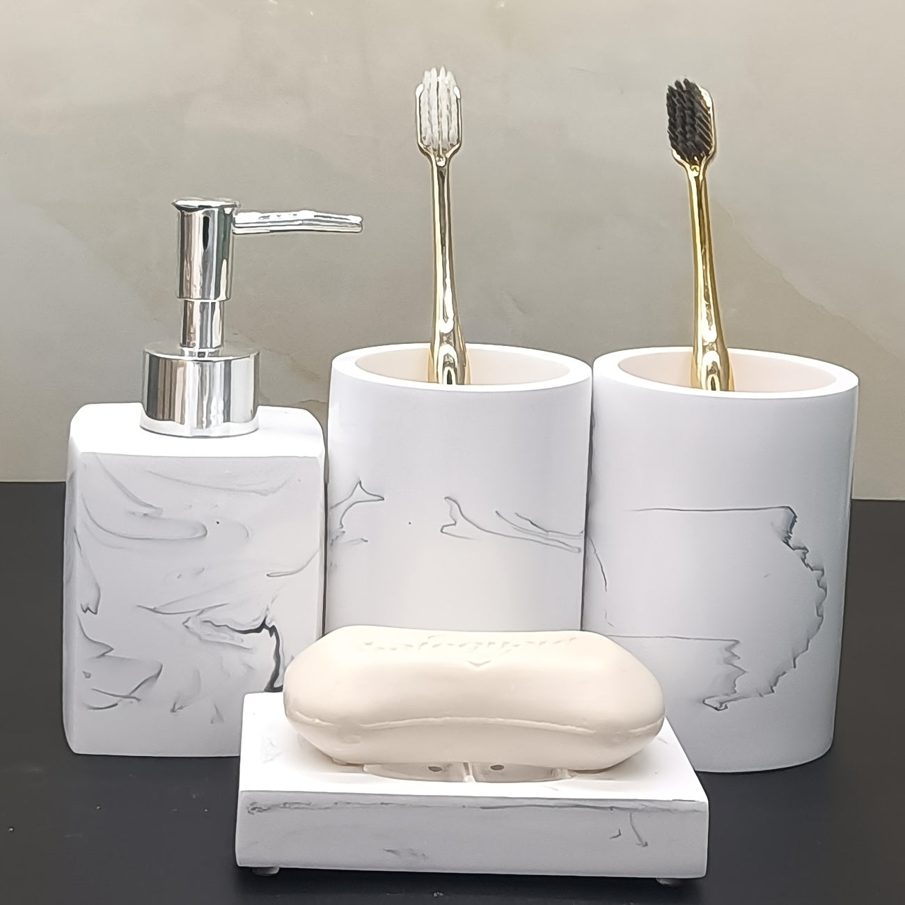 Kit 4x Luxo Mármore Dispensers