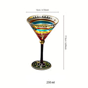 Taça de Martini Pintada à Mão Cristal Clássico e Retro