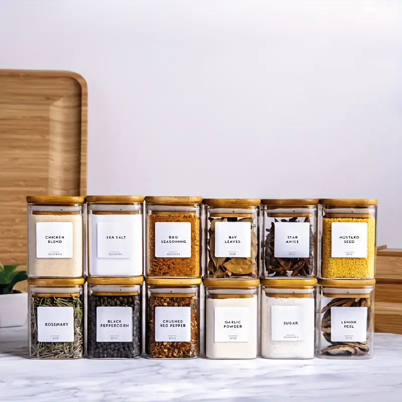Conjunto 12x Potes Quadradas com Vedação Premium para Temperos