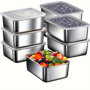 Conjunto de Potes Herméticos em Aço Inoxidável com Tampa Flip-Top