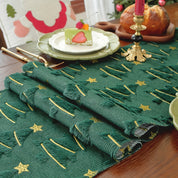 Caminho de Mesa Natalino Verde com Bordado Trévo Folha-de-Ouro