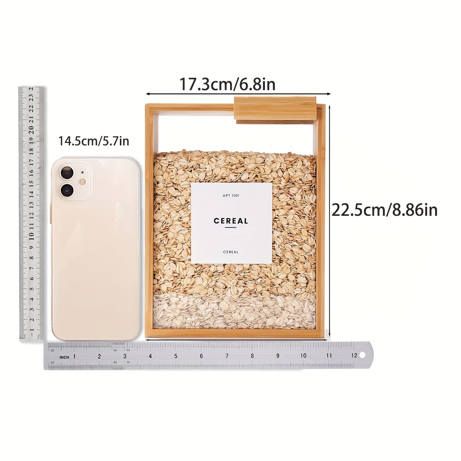 Dispenser Selado de Alimentos 2L em Bambu