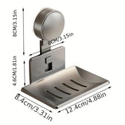 Porta-Sabonete de Metal Cinza Moderno Fixação por Sucção