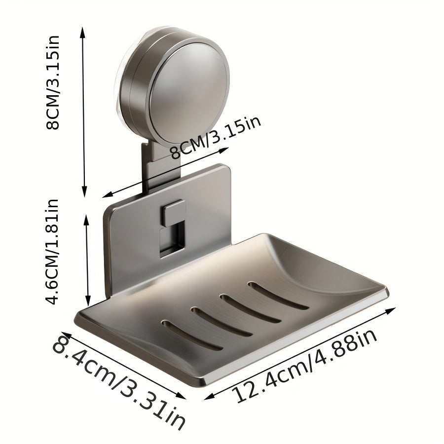 Porta-Sabonete de Metal Cinza Moderno Fixação por Sucção