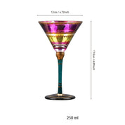 Taça de Martini Pintada à Mão Cristal Clássico e Retro
