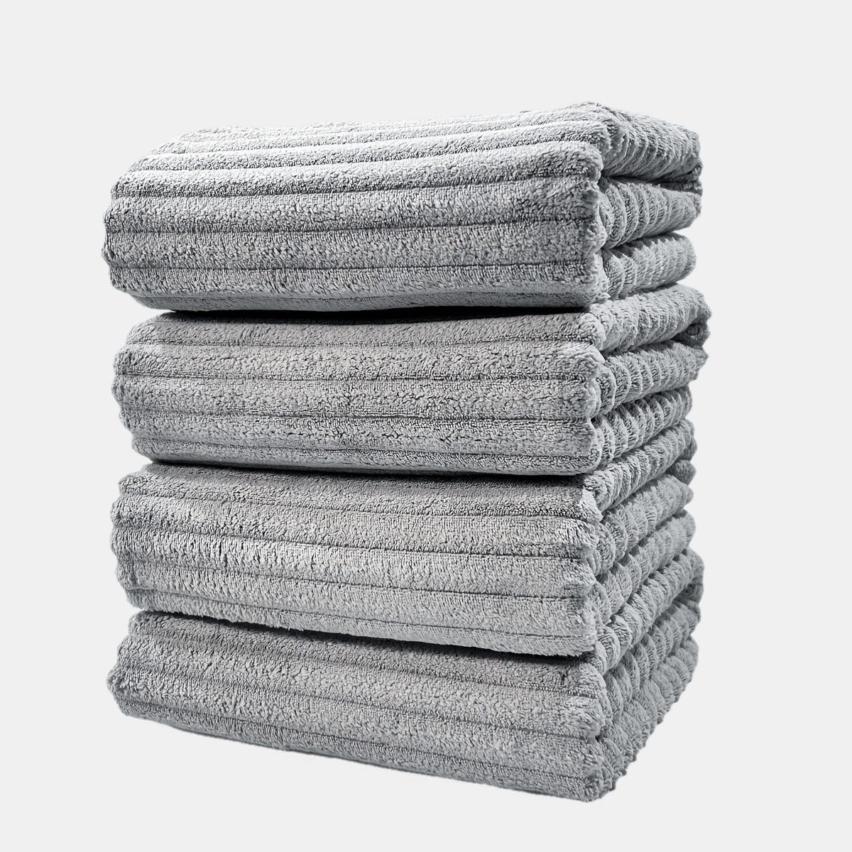 Conjunto de Toalhas de Banho Listradas em Coral Fleece