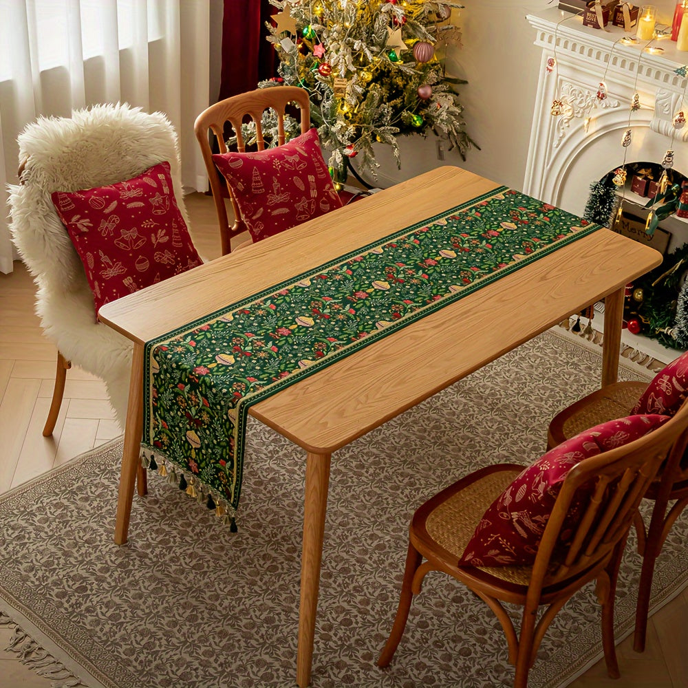Caminho de Mesa Natalino com Tassel Design Floral