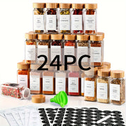 Kit Elegance Porta-Temperos com Tampa de Bambu em Vidro 15/24/36 unid.