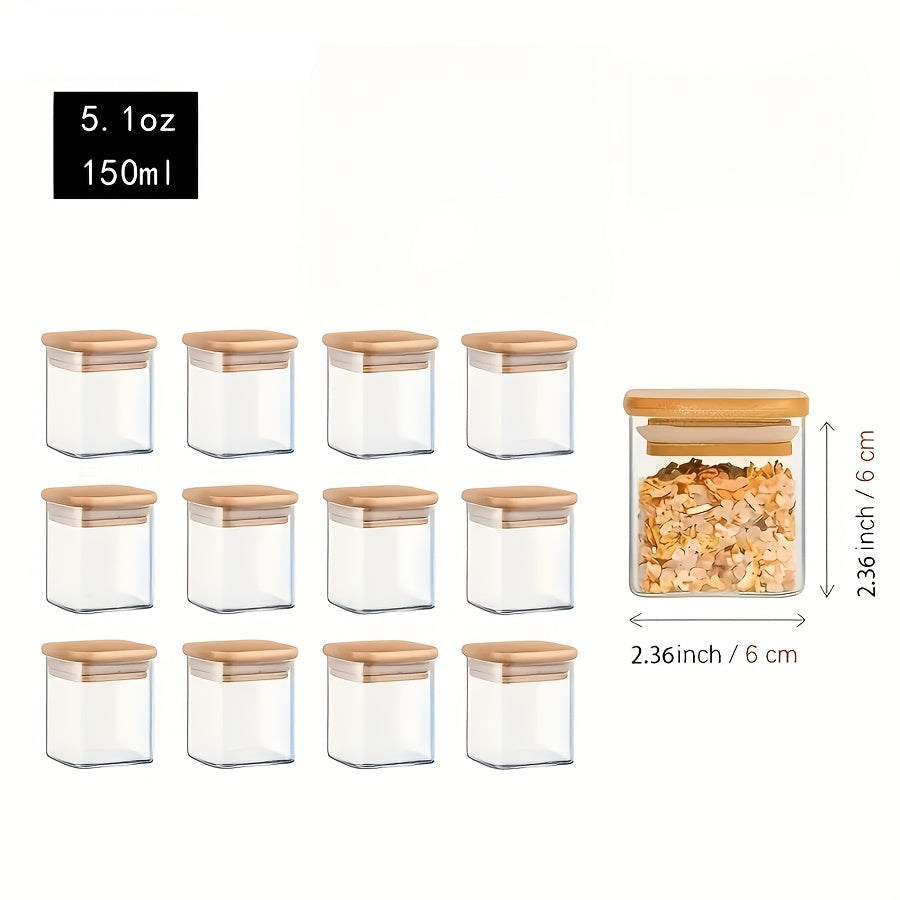 Conjunto 12x Potes Quadradas com Vedação Premium para Temperos
