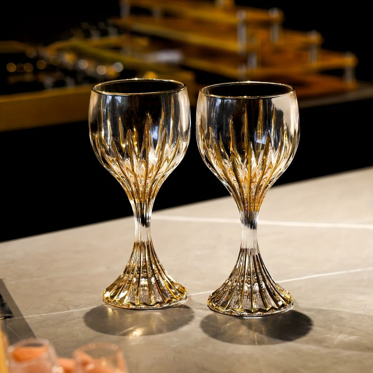 Conjunto de Taças de Luxo Exclusiva de Cristal com Haste Listrada