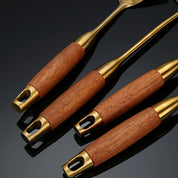 Conjunto de Utensílios de Luxo em Aço Inoxidável Dourado