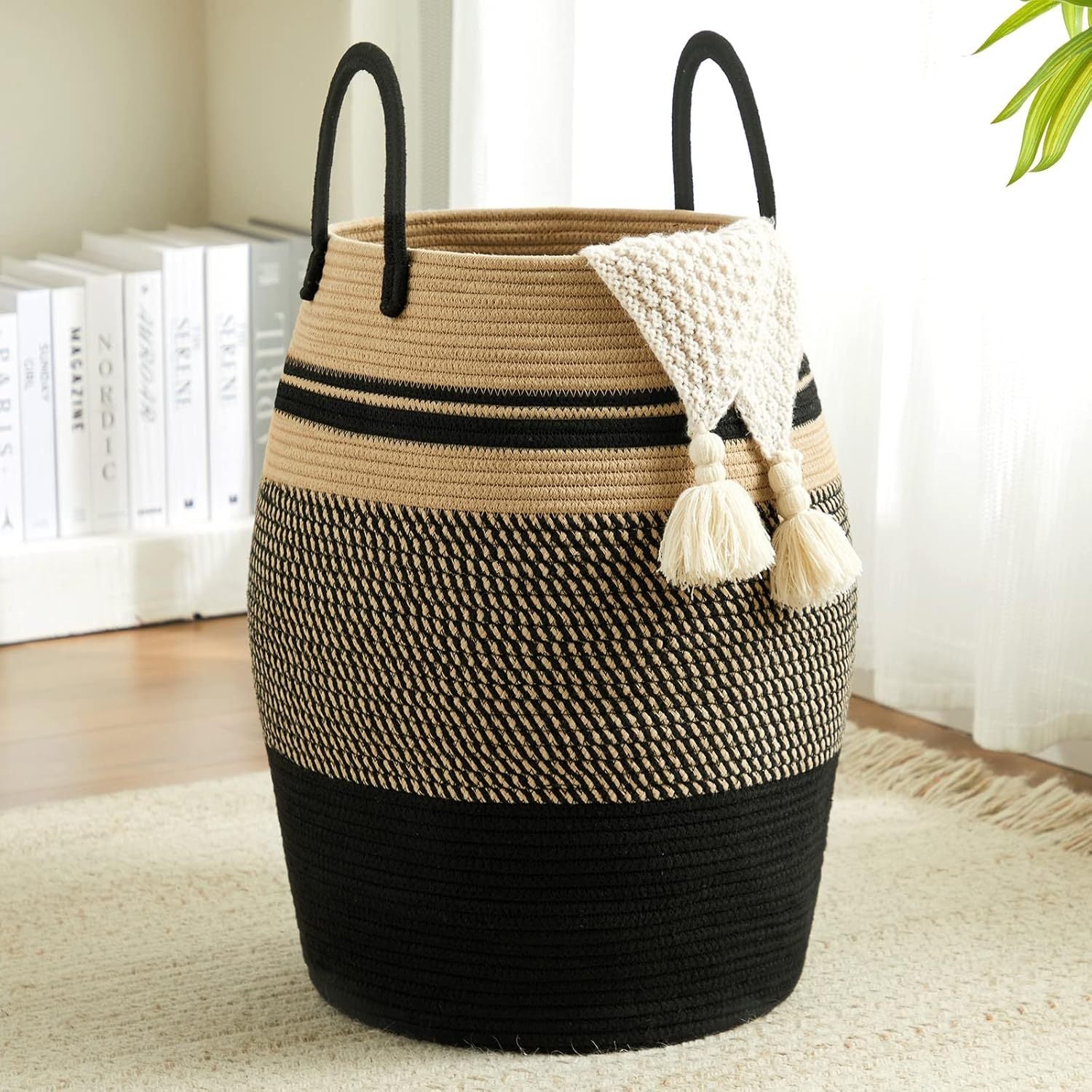 Cesto Boho Funcional Tricolor Grande de 60L