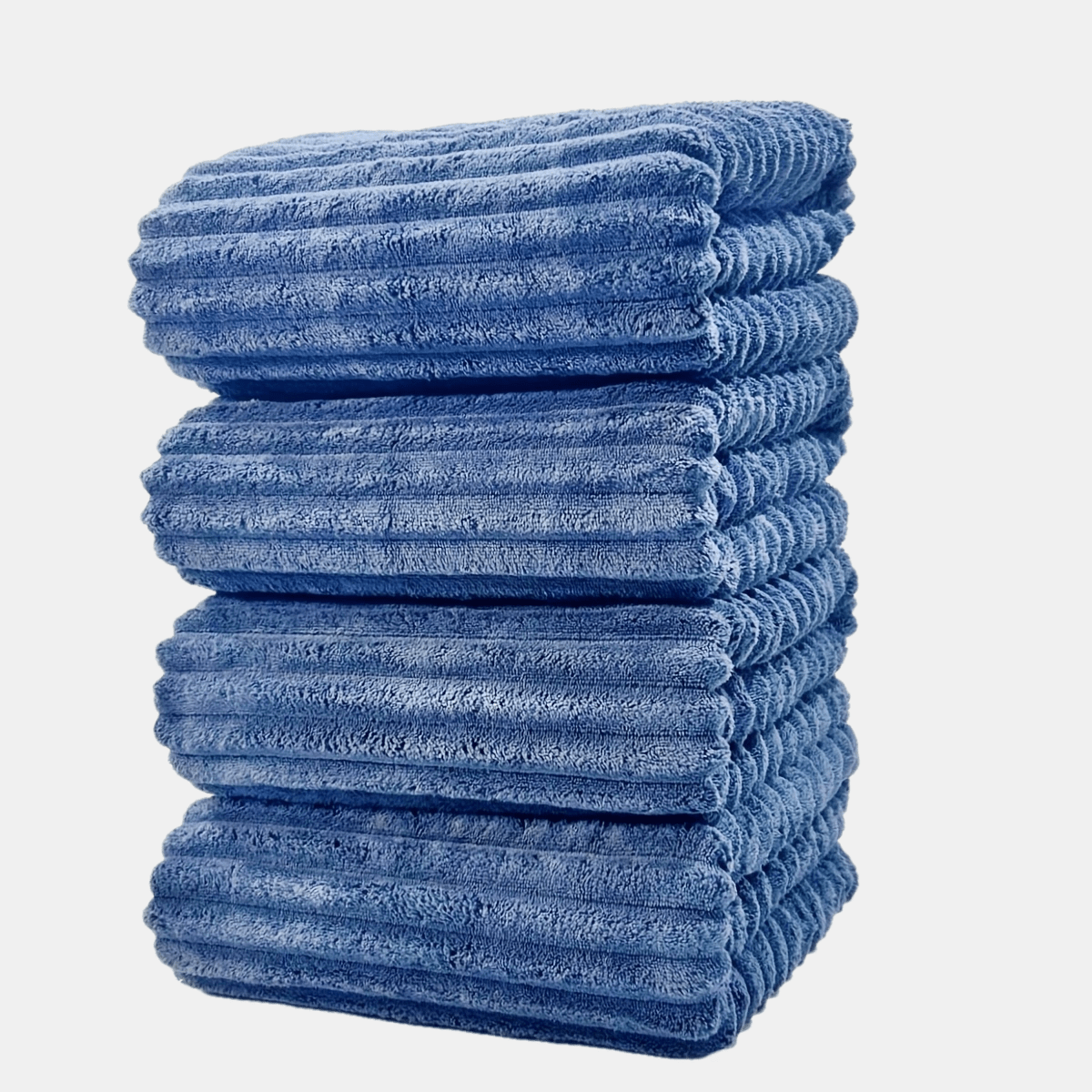 Conjunto de Toalhas de Banho Listradas em Coral Fleece