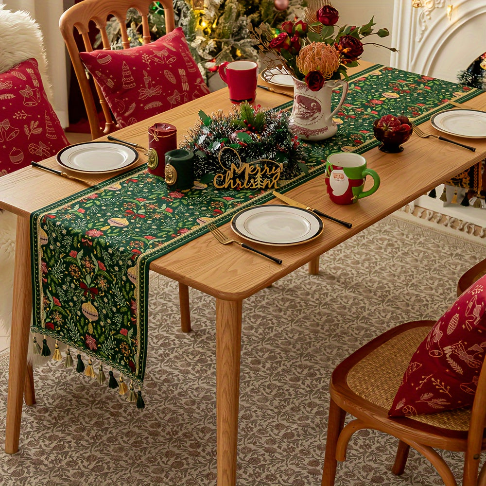 Caminho de Mesa Natalino com Tassel Design Floral
