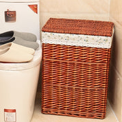 Cesto Vintage com Tampa e Trama Floral