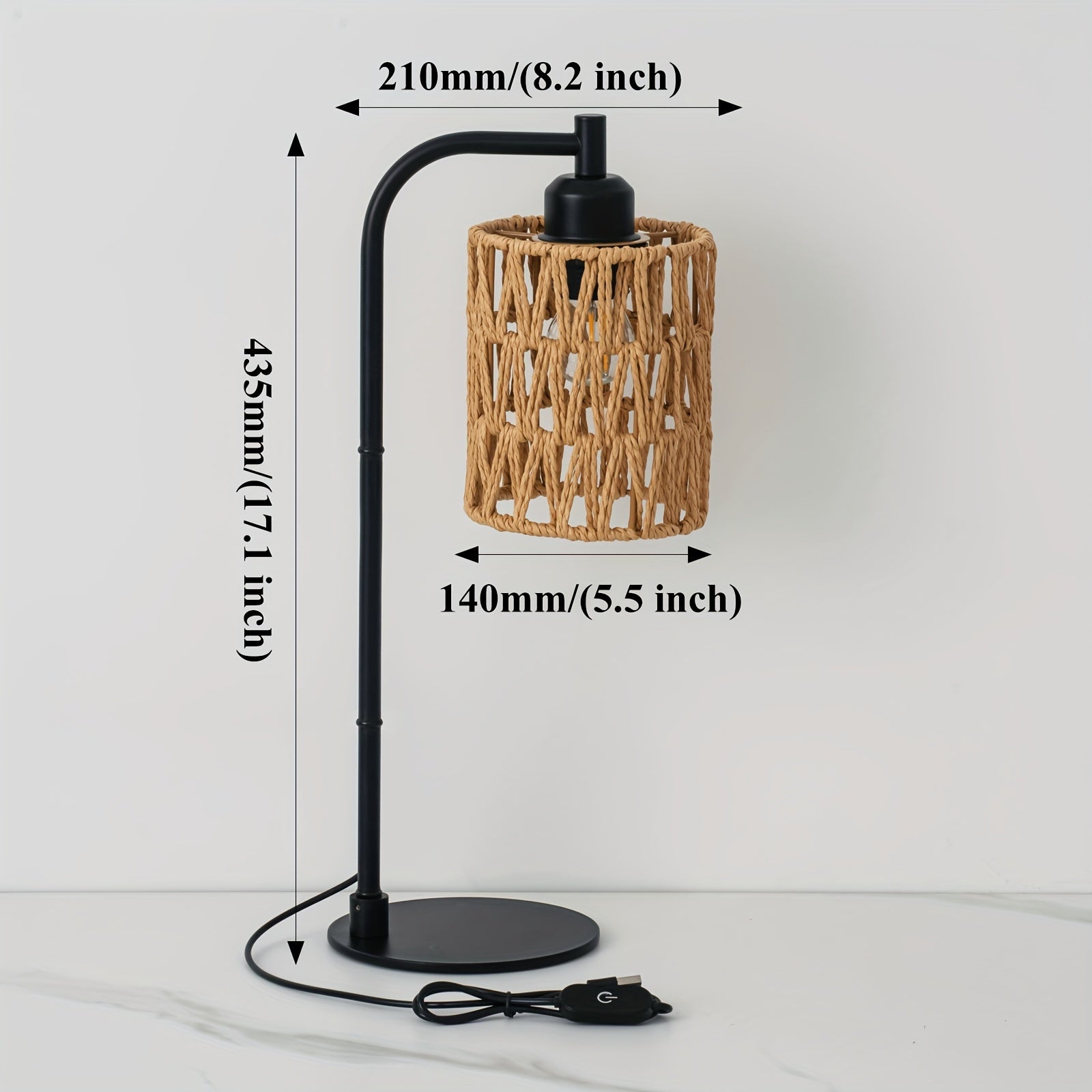 Luminária de Mesa LED Trançada à Mão com Controle Touch